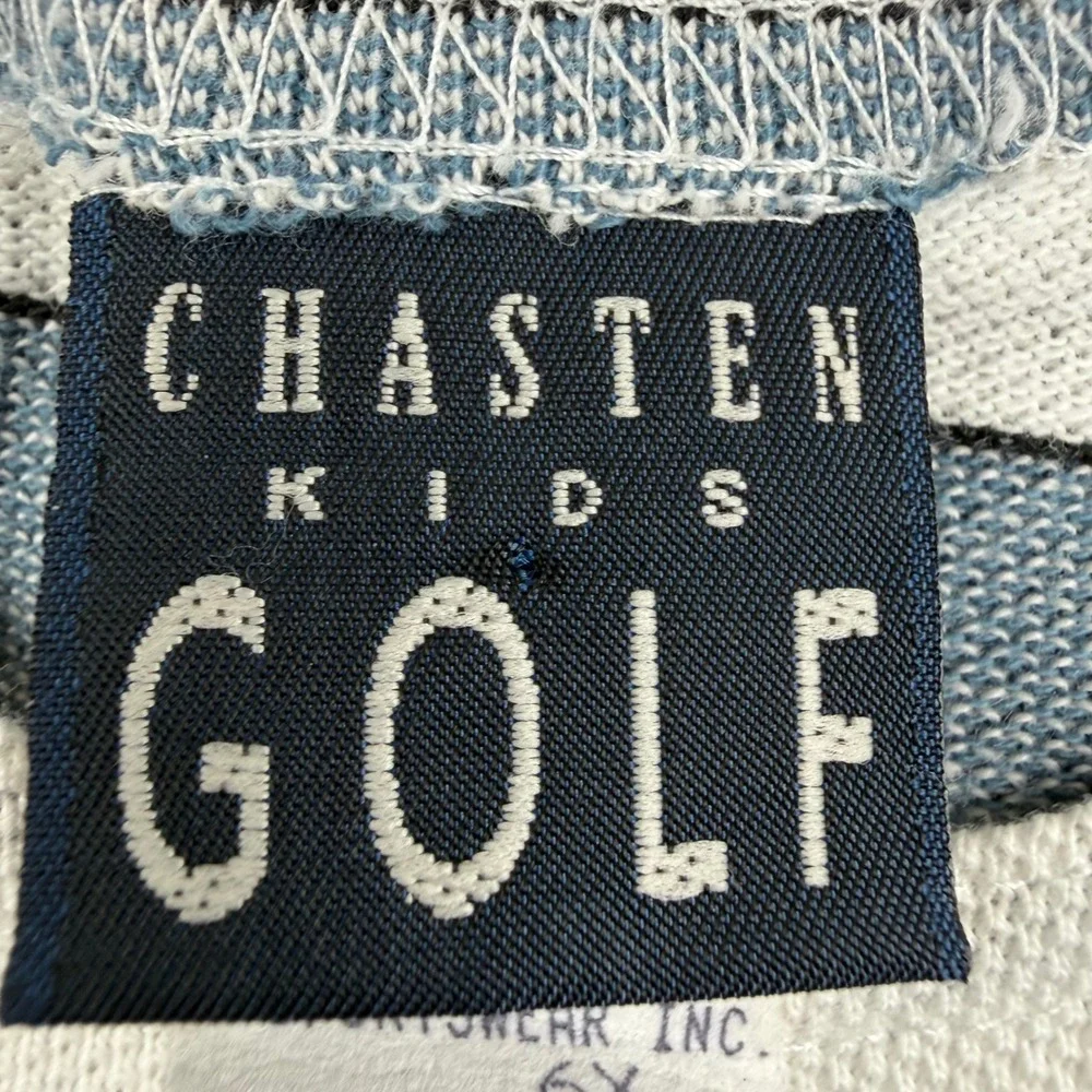 Chasten Kids Golf‎ T-Shirt Kids 6X Blue Striped Winnie the Pooh Vintage Disney